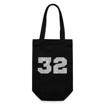 Number 32 Silver Glitter - 32nd Anniversary - Gift Bag for Bottles - black - Front