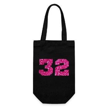 Number 32 Pink Glitter - 32nd Anniversary - Gift Bag for Bottles - black - Front