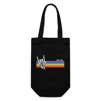 Sei du selbst, Rock Skull LGBTQ Stolz Verbündeter Gay Pride - Geschenkbeutel für Flaschen - Schwarz - Vorne