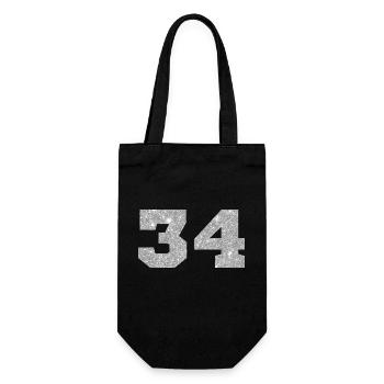 Numéro 34 paillettes argenté - 34e anniversaire - Sac à bouteille - noir - Devant