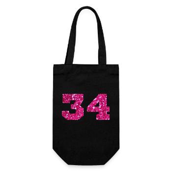 Numéro 34 paillettes rose - 34e anniversaire - Sac à bouteille - noir - Devant