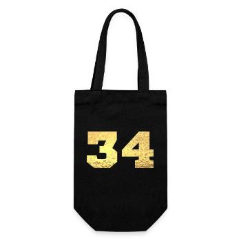 Number 34 Gold Glitter - 34th Anniversary - Gift Bag for Bottles - black - Front