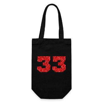 Number 33 Red Glitter - 33rd Birthday - Gift Bag for Bottles - black - Front