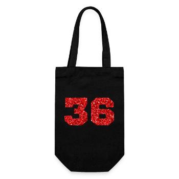 Numéro 36 paillettes rouge - 36e anniversaire - Sac à bouteille - noir - Devant
