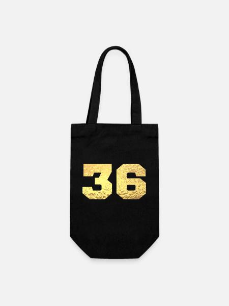 Numéro 36 paillettes doré - 36e anniversaire - Sac à bouteille - noir