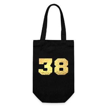 Nummer 38 Gold Glitter - 38-jähriges Jubiläum - Geschenkbeutel für Flaschen - Schwarz - Vorne