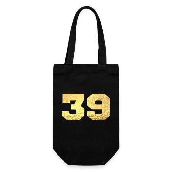Nummer 39 Gold Glitter - 39. Jahrestag - Geschenkbeutel für Flaschen - Schwarz - Vorne