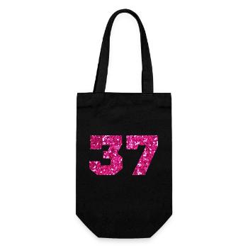 Numéro 37 paillettes rose - 37e anniversaire - Sac à bouteille - noir - Devant