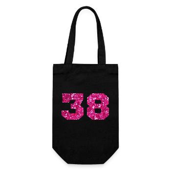 Nummer 38 Pink Glitter - 38. Geburtstag - Geschenkbeutel für Flaschen - Schwarz - Vorne
