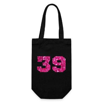 Numéro 39 paillettes rose - 39e anniversaire - Sac à bouteille - noir - Devant