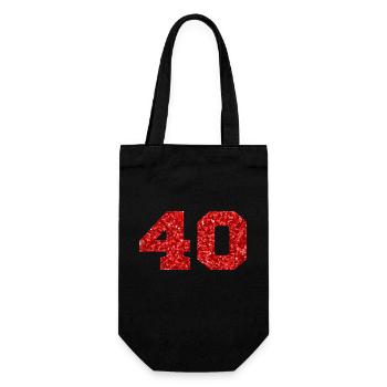 Number 40 Red Glitter - 40th Anniversary - Gift Bag for Bottles - black - Front