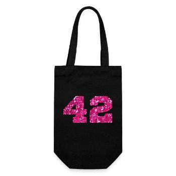 Number 42 Pink Glitter - 42nd Birthday - Gift Bag for Bottles - black - Front