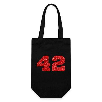 Number 42 Red Glitter - 42nd Anniversary - Gift Bag for Bottles - black - Front