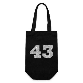 Nummer 43 Silberglitter - 43. Jubiläum - Geschenkbeutel für Flaschen - Schwarz - Vorne