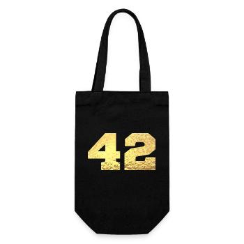 Nummer 42 Gold Glitter - 42. Jubiläum - Geschenkbeutel für Flaschen - Schwarz - Vorne