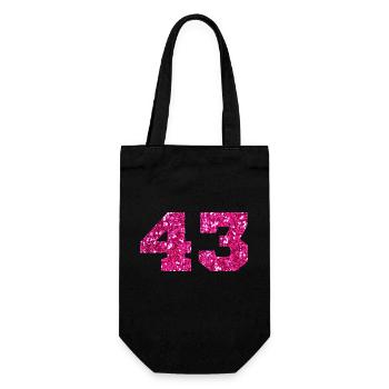 Numéro 43 paillettes rose - 43e anniversaire - Sac à bouteille - noir - Devant
