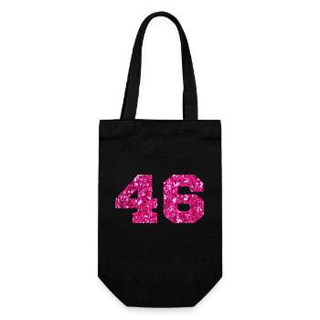 Numéro 46 paillettes rose - 46e anniversaire - Sac à bouteille - noir - Devant