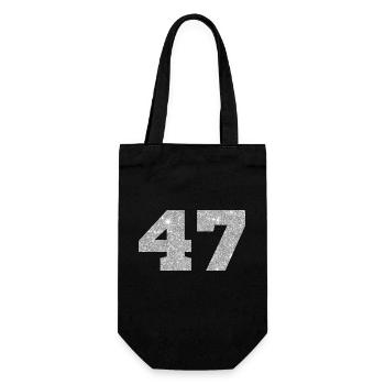 Number 47 Silver Glitter - 47th Anniversary - Gift Bag for Bottles - black - Front
