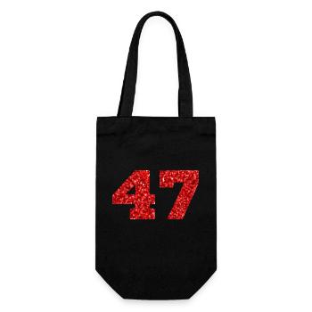 Number 47 Red Glitter - 47th Anniversary - Gift Bag for Bottles - black - Front