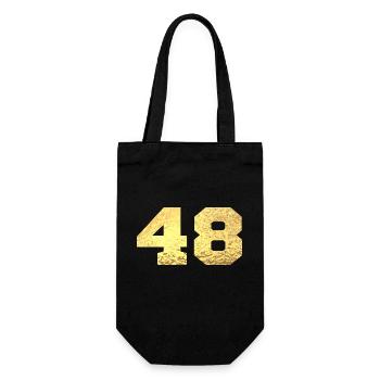 Number 48 Gold Glitter - 48th Anniversary - Gift Bag for Bottles - black - Front
