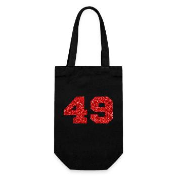 Number 49 Red Glitter - 49th Anniversary - Gift Bag for Bottles - black - Front