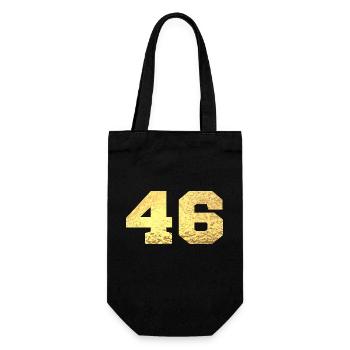 Nummer 46 Gold Glitter - 46. Jahrestag - Geschenkbeutel für Flaschen - Schwarz - Vorne