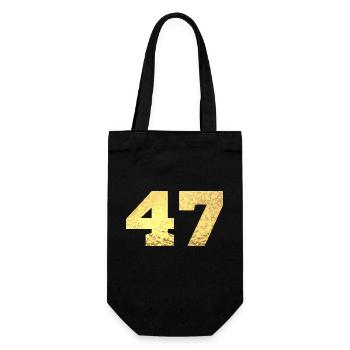 Number 47 Gold Glitter - 47th Anniversary - Gift Bag for Bottles - black - Front