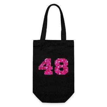 Numéro 48 paillettes rose - 48e anniversaire - Sac à bouteille - noir - Devant