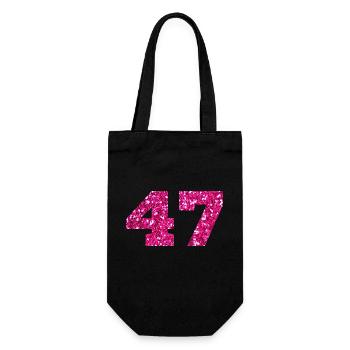 Number 47 Pink Glitter - 47th Anniversary - Gift Bag for Bottles - black - Front