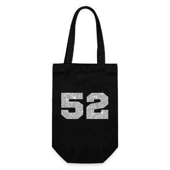 Nummer 52 Silberglitter - 52. Jahrestag - Geschenkbeutel für Flaschen - Schwarz - Vorne