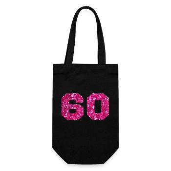 Numéro 60 paillettes rose - 60e anniversaire - Sac à bouteille - noir - Devant