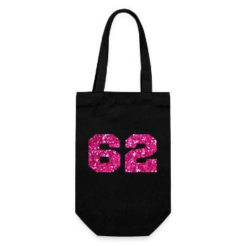 Number 62 Pink Glitter - 62nd Birthday - Gift Bag for Bottles - black - Front