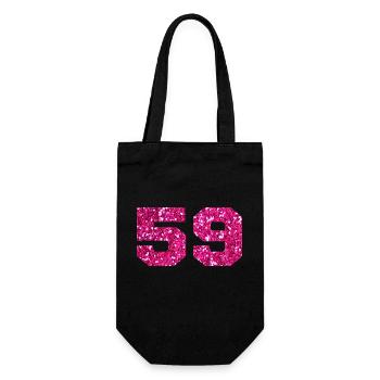 Number 59 Pink Glitter - 59th Birthday - Gift Bag for Bottles - black - Front