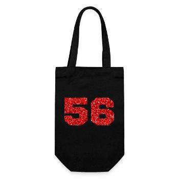 Number 56 Red Glitter - 56th Anniversary - Gift Bag for Bottles - black - Front