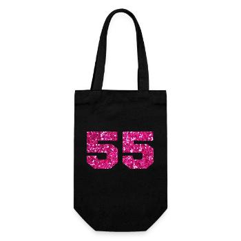 Number 55 Pink Glitter - 55th Anniversary - Gift Bag for Bottles - black - Front