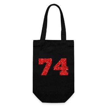 74 Red Glitter - 74 Birthday - Gift Bag for Bottles - black - Front