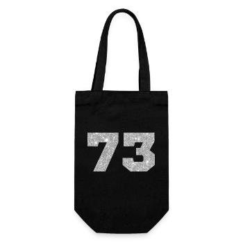 73 Silber Glitter - 73 Geburtstag - Geschenkbeutel für Flaschen - Schwarz - Vorne