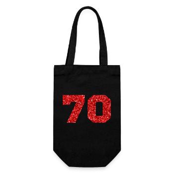 70 Red Glitter - 70th Anniversary - Gift Bag for Bottles - black - Front