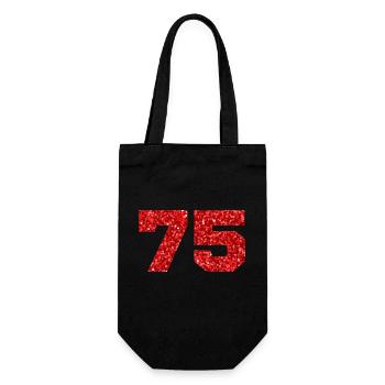 75 Red Glitter - 75th Anniversary - Gift Bag for Bottles - black - Front