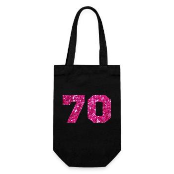 70 Pink Glitter - 70. Geburtstag - Geschenkbeutel für Flaschen - Schwarz - Vorne