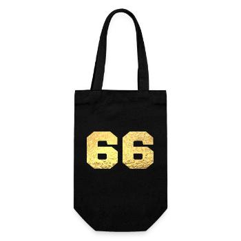 Nummer 66 Gold Glitter - 66. Jahrestag - Geschenkbeutel für Flaschen - Schwarz - Vorne