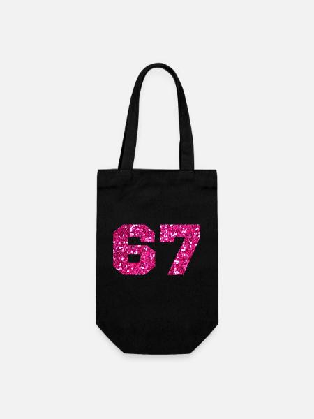 Nummer 67 Pink Glitter - 67. Geburtstag - Geschenkbeutel für Flaschen - Schwarz