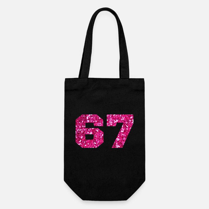 Nummer 67 Pink Glitter - 67. Geburtstag - Geschenkbeutel für Flaschen - Schwarz