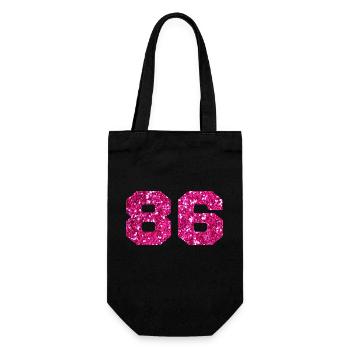 Nummer 86 Pink Glitter - 86. Geburtstag - Geschenkbeutel für Flaschen - Schwarz - Vorne