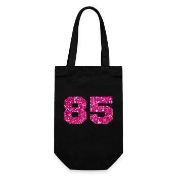 Number 85 Pink Glitter - 85th Birthday - Gift Bag for Bottles - black - Front