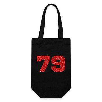 Nummer 79 Roter Glitzer - 79. Jahrestag - Geschenkbeutel für Flaschen - Schwarz - Vorne