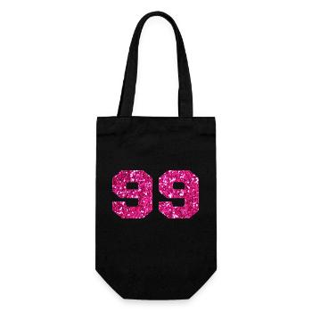 Number 99 Pink Glitter - 99th Birthday - Gift Bag for Bottles - black - Front