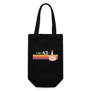 Ich bin 43 + 1 Mittelfinger-Shirt Ich bin 43 plus, - Geschenkbeutel für Flaschen - Schwarz - Vorne