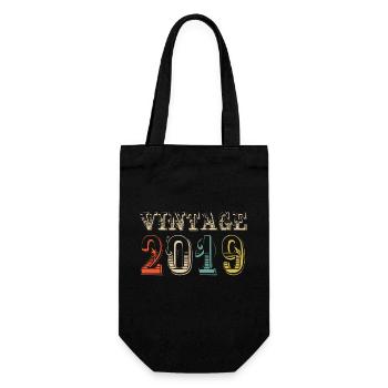 Vintage 2019 - 5th birthday - 5 years - Gift Bag for Bottles - black - Front