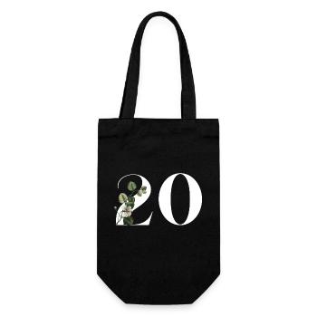 Numéro 20 floral vert -20e anniversaire floral - Sac à bouteille - noir - Devant